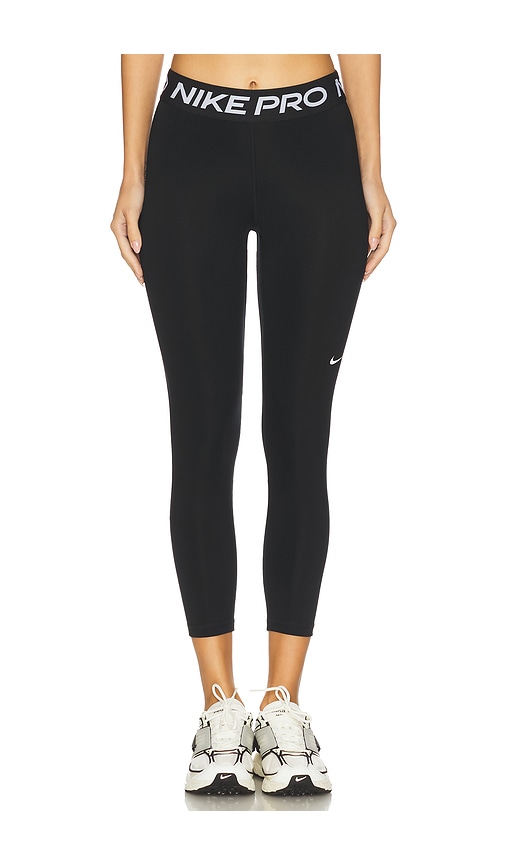 Nike Mid Rise Crop Mesh Panel Legging In Black