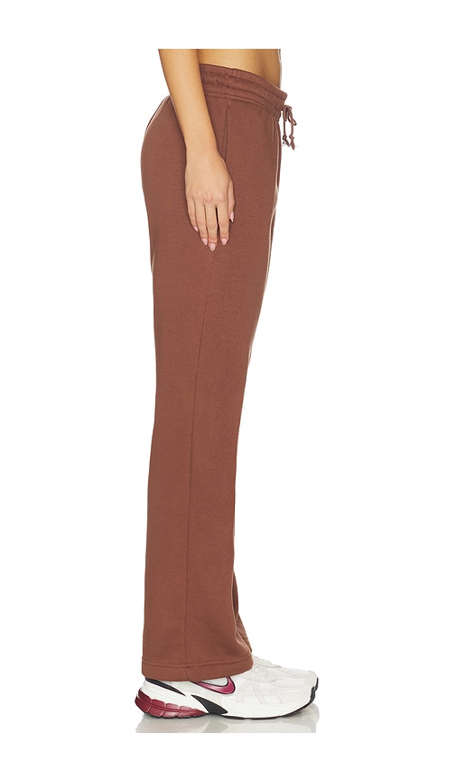Nike Phoenix Fleece Mid Rise Open Hem Pant In Brown