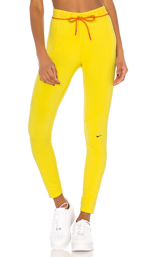 off white nike yellow leggings