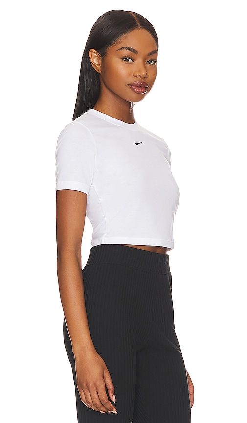 Shop Nike Essential Slim Crop T-shirt In White