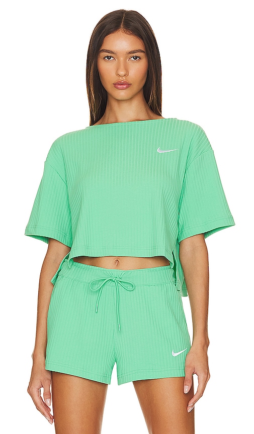 Nike Sportswear Ribbed Top in Spring Green & White | REVOLVE