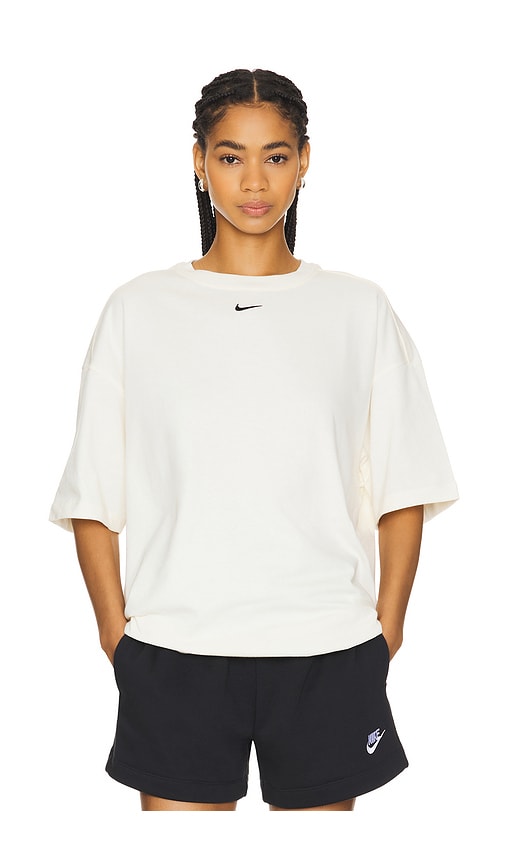 Nike Essential Short Sleeve T-shirt In Pale Ivory & Black