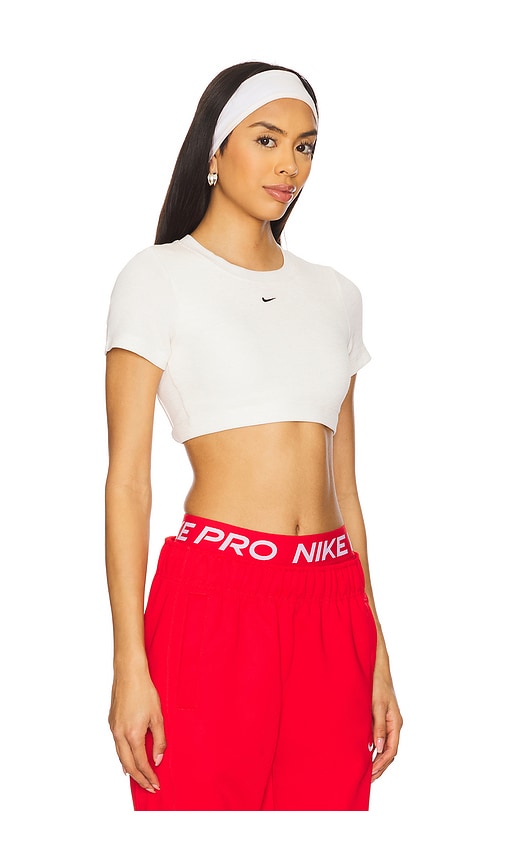 Nike Light-support Sports Bra Tee In Sail Heather & Black