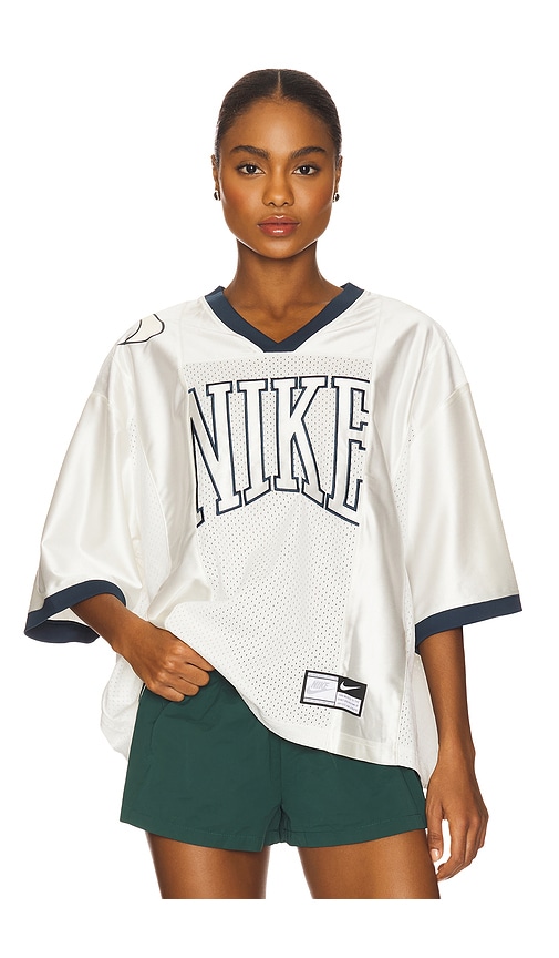 Nike Short Sleeve Graphic Jersey Top in Sail & Armory Navy