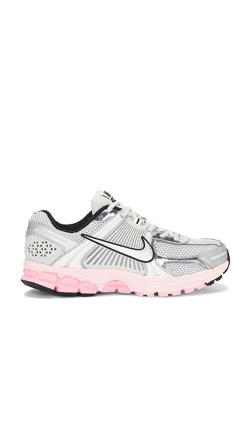 Nike Zoom Vomero 5 Sneakers in Photon Dust, Metallic Silver, & Pink Foam