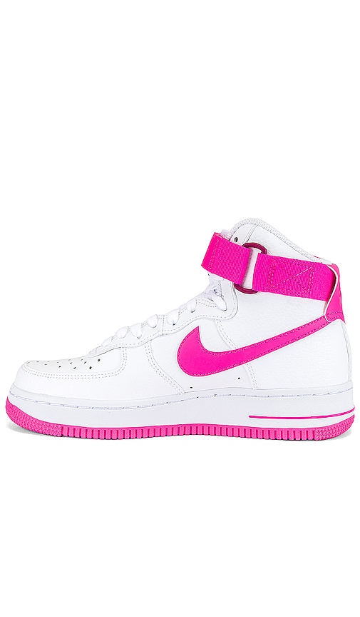 pink and white high top air force ones