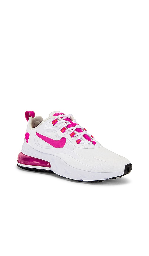 Nike Air Max 270 React Sneaker In White Fire Pink Revolve