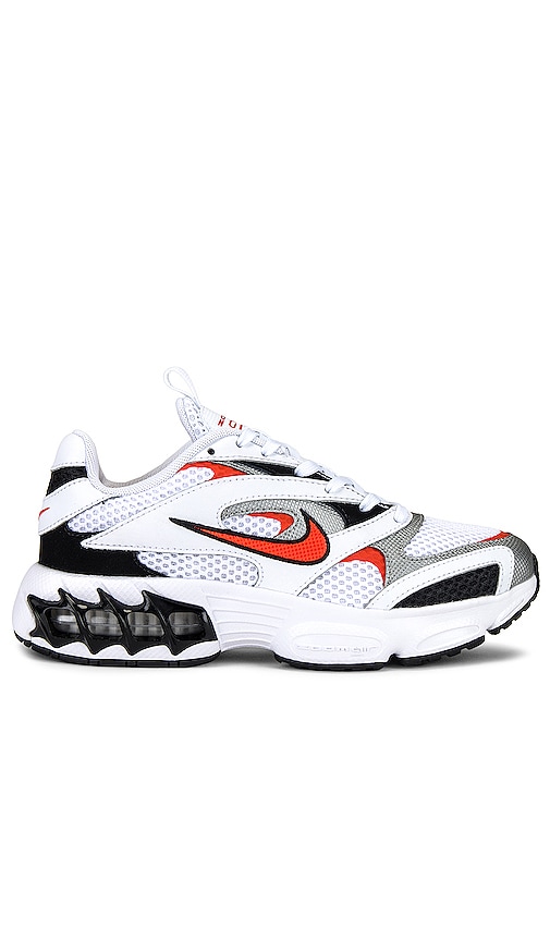 nike training air zoom fearless trainers in black and orange