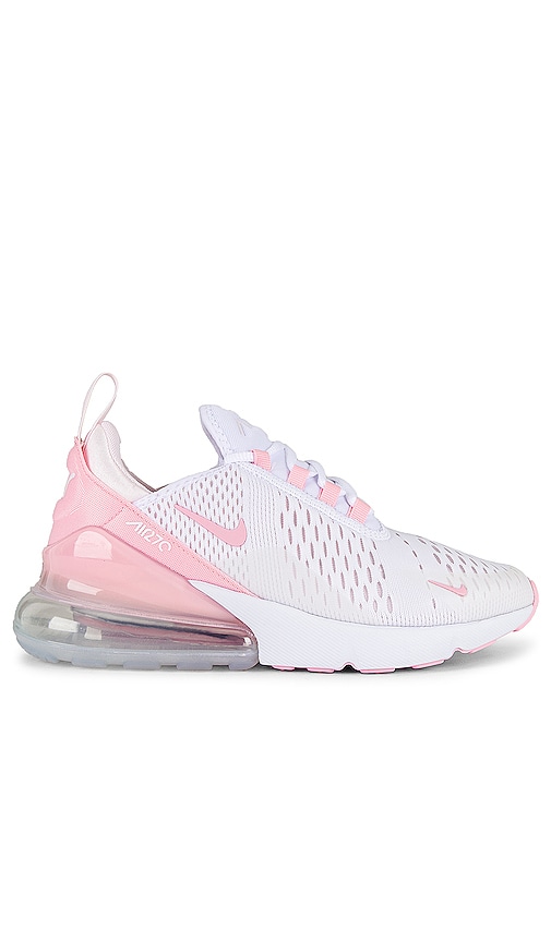 Nike Air Max 270 Sneaker in White, Med Soft Pink, & Pearl Pink
