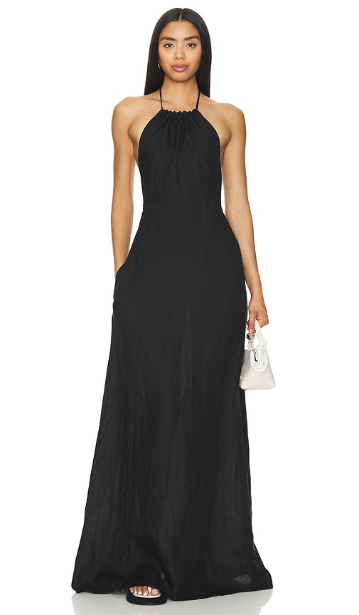 Shop Nili Lotan Lelia Halterneck Dress In Black