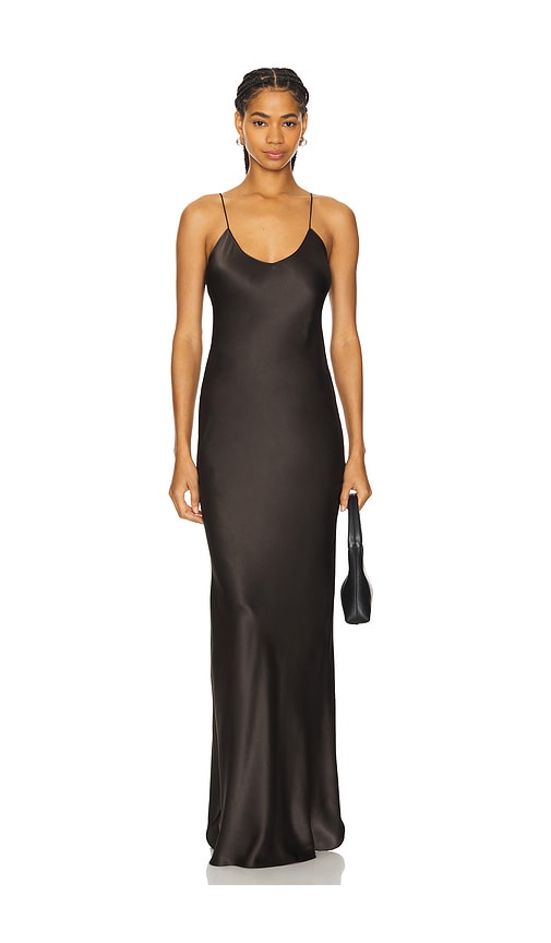 NILI LOTAN Cami Gown in Dark Brown