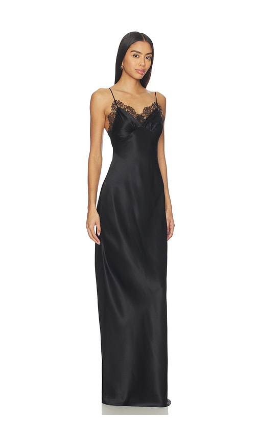 Nili Lotan Sylas Lace-trim Silk Maxi Slip Dress In Black