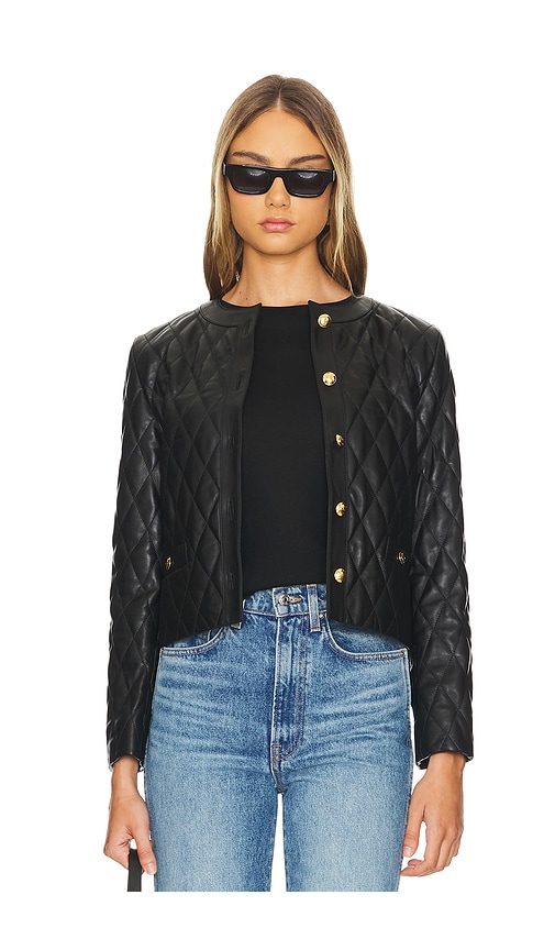 NILI LOTAN Amy Quilted Leather Jacket in Black