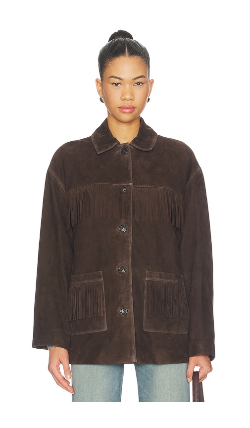 Nili Lotan Foudre Fringe-trimmed Suede Jacket In Burgundy