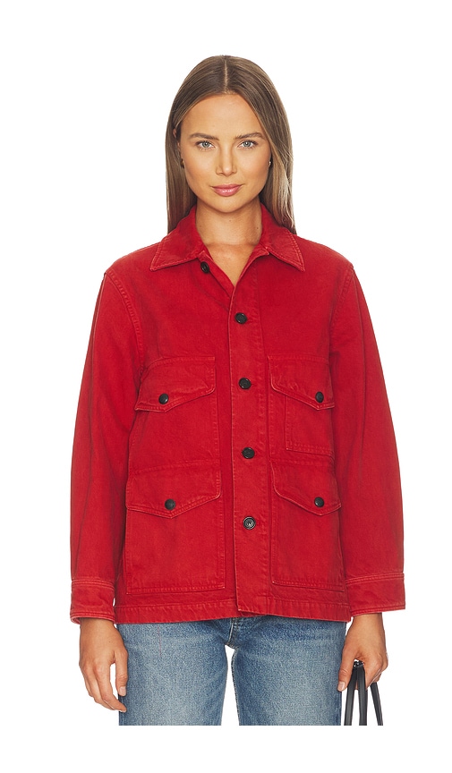 Nili Lotan Leroy Cotton Twill Utility Jacket In Red