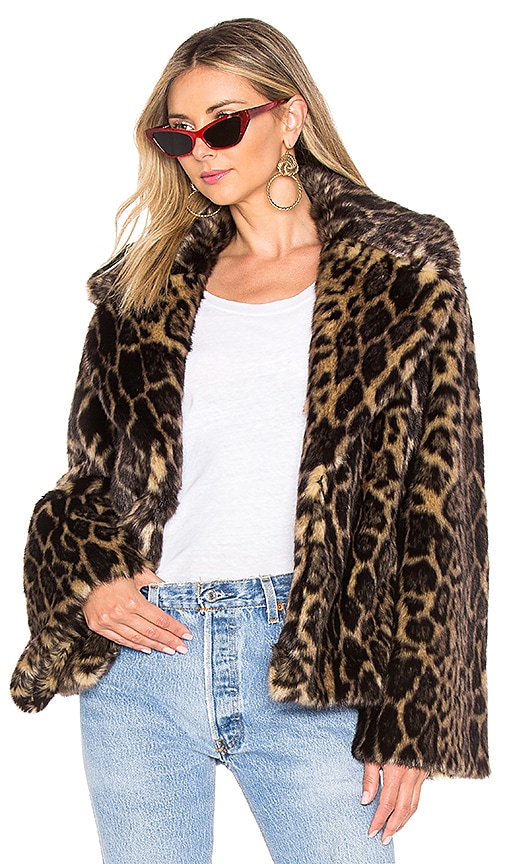 NILI LOTAN Sedella Faux Fur Coat in Leopard REVOLVE