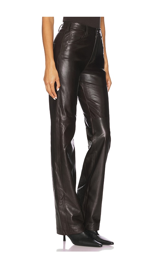 Nili Lotan Roe Leather Wide-leg Pants In Brown