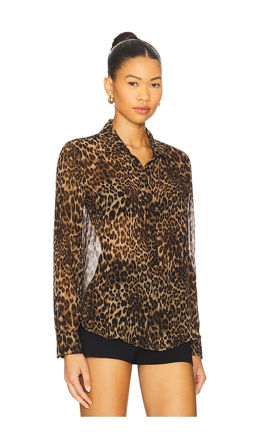 Nili Lotan Gaia Polka-dot Silk Slim Button-down Shirt In Animal Print