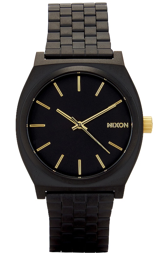 Shop Nixon Time Teller Watch In Matte Black & Gold