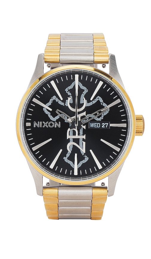 Nixon Tupac Sentry Stainless Steel Watch in Gold, Silver, & Black