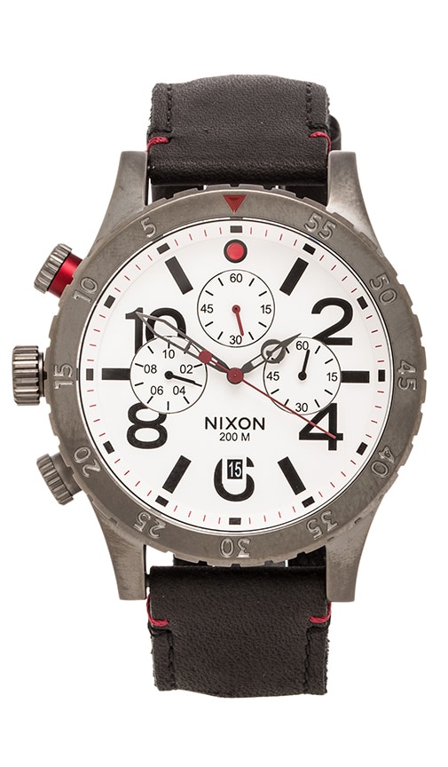 Nixon The 48 20 Chrono Leather In Metal White Revolve - 48 20 Chrono Leather Nixon The 48 20 Chrono Leather In Metal White Revolve - 48 20 Chrono Leather