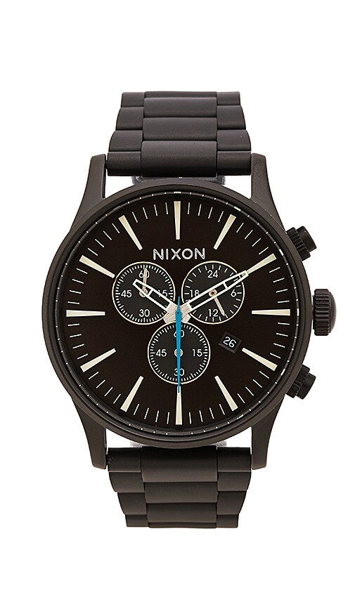 Nixon Sentry Chrono in All Black & Brown | REVOLVE