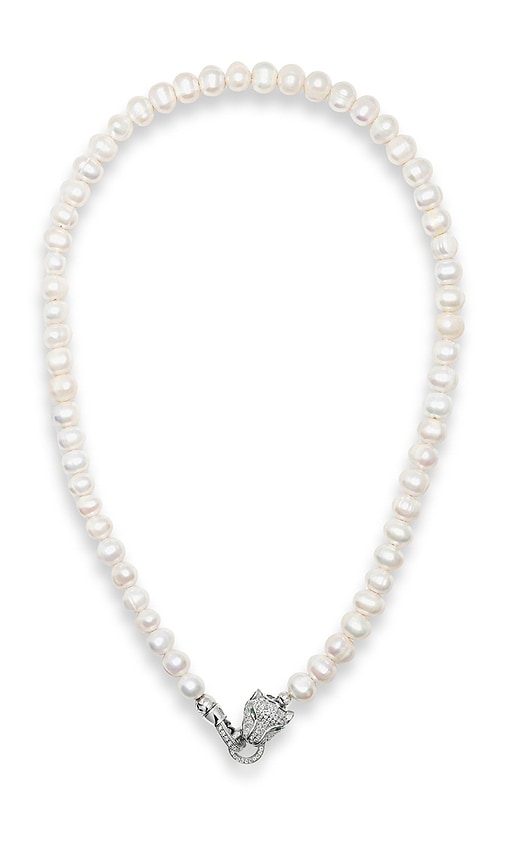Nialaya Panther Head Lock Pearl Necklace