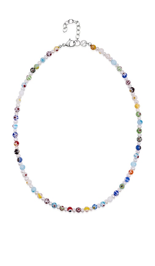 Nialaya Pearl And Handpainted Glass Beads Necklace