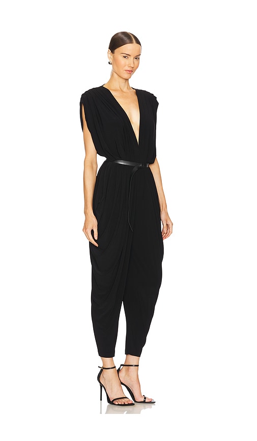 NORMA KAMALI SQUARE SLEEVE WATERFALL JUMPSUIT
