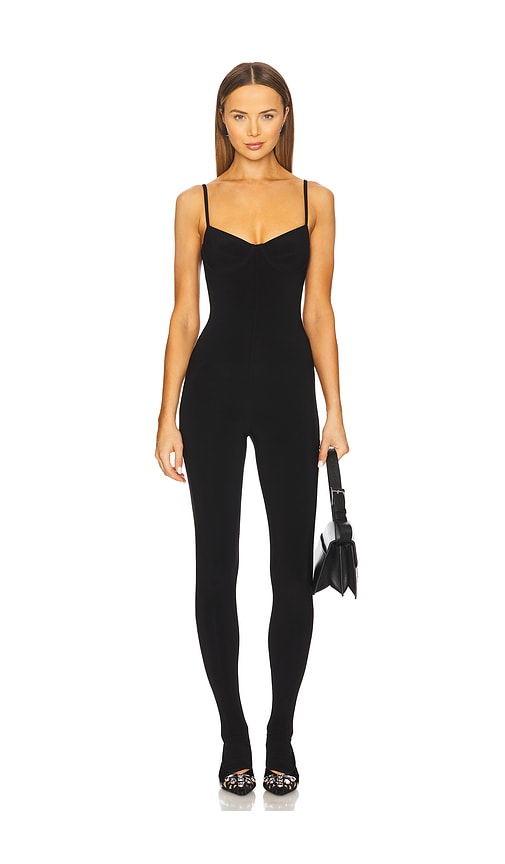 Shop Norma Kamali Underwire Catsuit In 黑色