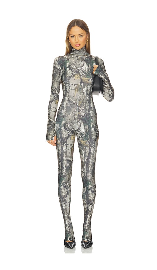 Norma Kamali Long Sleeve Slim Fit Turtleneck Catsuit In Multi