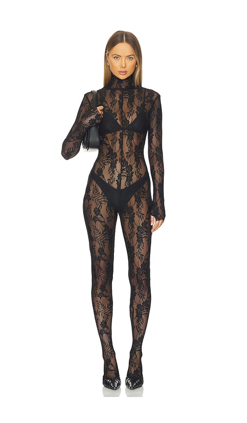 Norma Kamali Long Sleeve Slim Fit Turtleneck Catsuit In Black