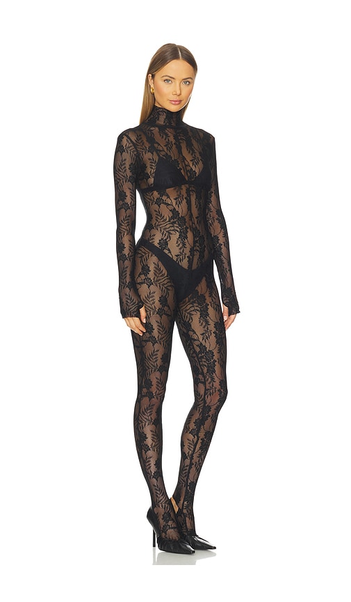 Norma Kamali Long Sleeve Slim Fit Turtleneck Catsuit In Black