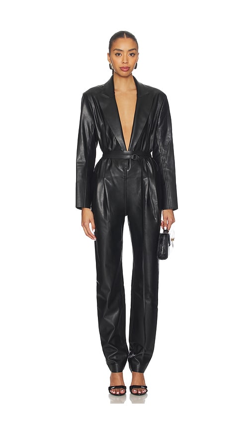 Norma Kamali Easy Fit Single Breasted Tapered Leg Jumpsuit