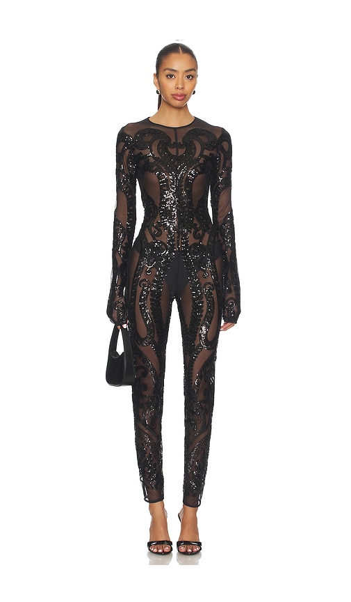 Norma Kamali Long Sleeve Crew Neck Catsuit In Black