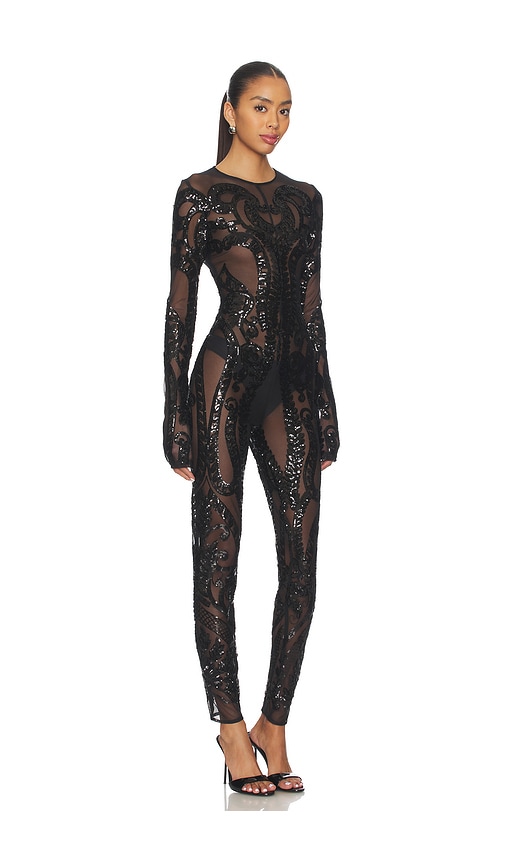 Norma Kamali Long Sleeve Crew Neck Catsuit In Black