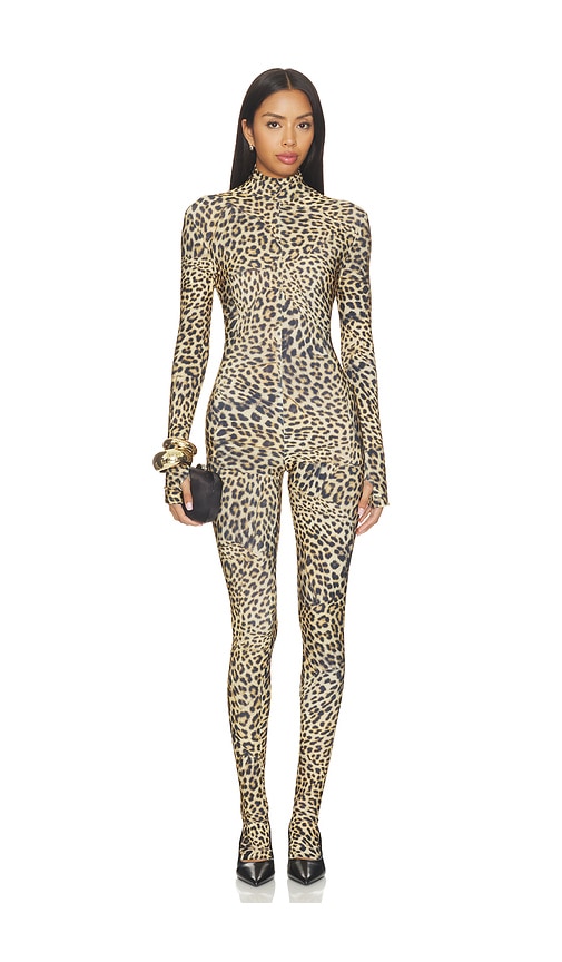 Norma Kamali Long Sleeve Slim Fit Turtle Catsuit With Footie in Multi. Size XXS. Also in XS, S, M, L, XL.