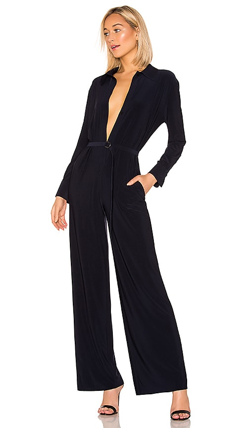 Norma Kamali x REVOLVE Shirt Straight Leg Jumpsuit in Midnight