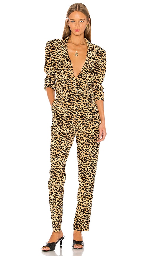 norma kamali jumpsuit leopard