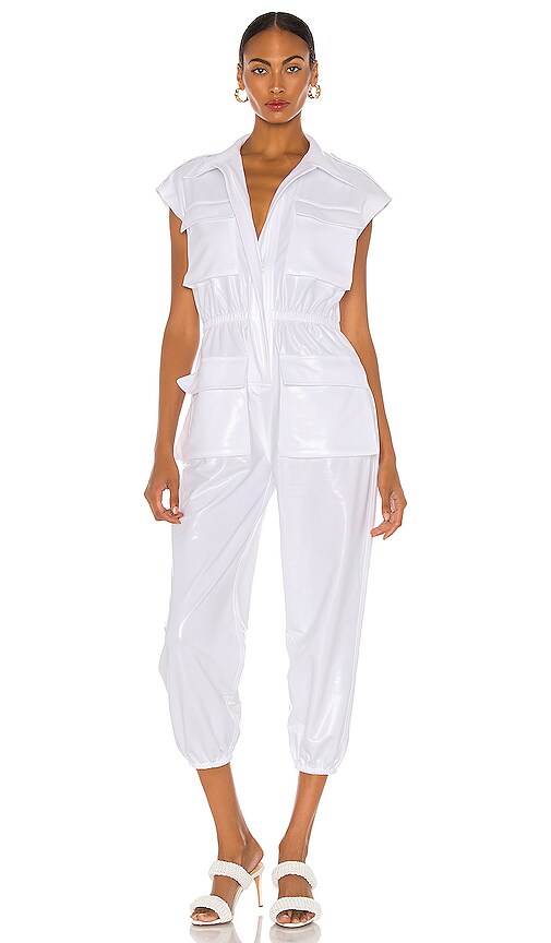 white cargo jumpsuit