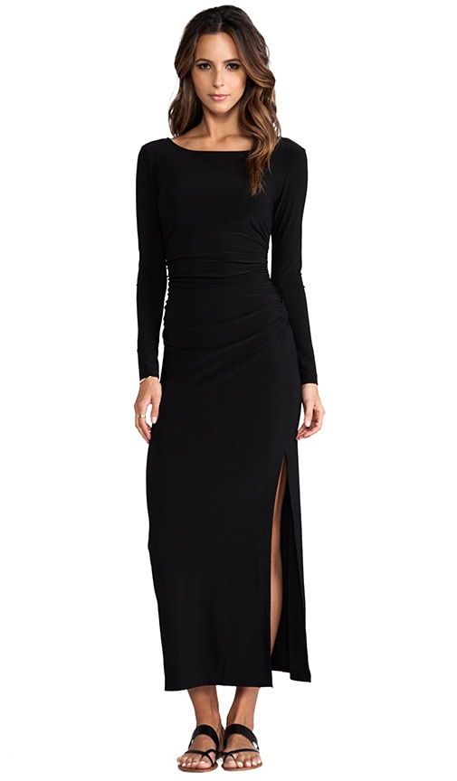 Long Sleeve Shirred Waist Maxi Gown