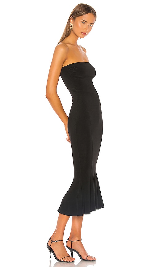 black strapless fishtail dress