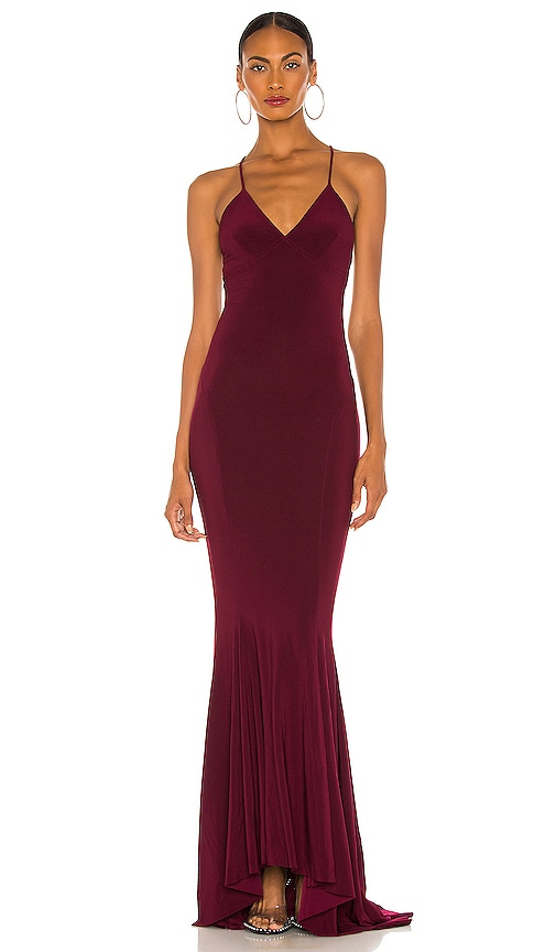 x REVOLVE Low Back Slip Mermaid Fishtail Gown