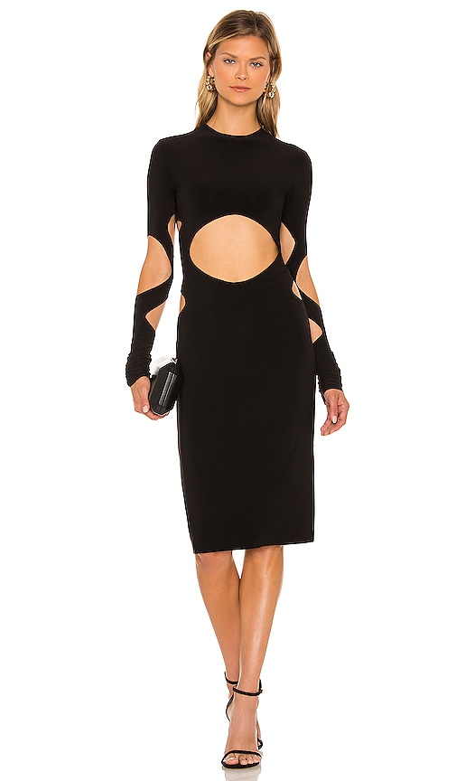 aztec dress long sleeve Norma Kamali Long Sleeve Aztec Dress in Black