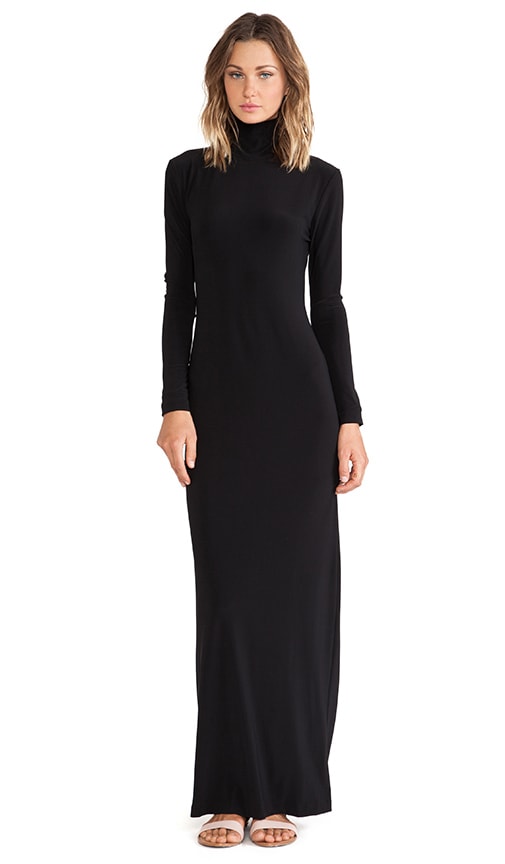 Norma Kamali KAMALIKULTURE Turtleneck Maxi Dress in Solid Black | REVOLVE