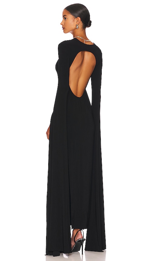 Norma Kamali Ribbon Sleeve Gown in Black | REVOLVE