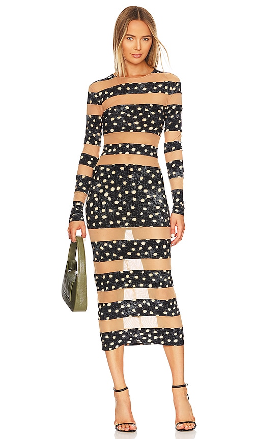 Norma Kamali Spliced Dress in Scattered Dots