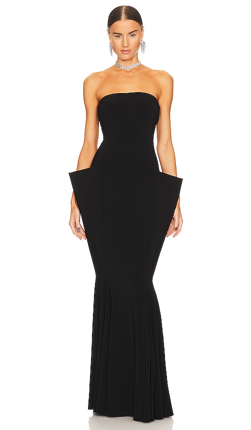 Norma Kamali Strapless Wing Fishtail Gown In Black