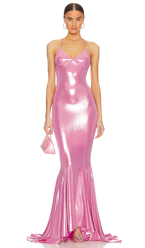 Shop Norma Kamali Mermaid Fishtail Gown In Pink