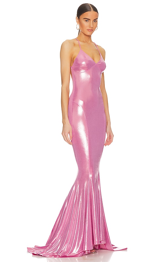 Shop Norma Kamali Mermaid Fishtail Gown In Pink